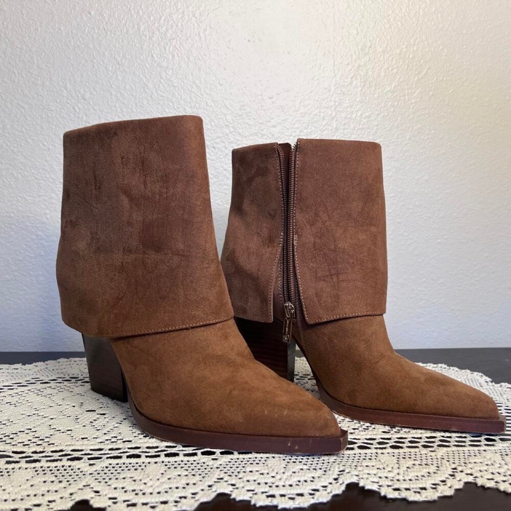 Brown faux suede foldover cuff